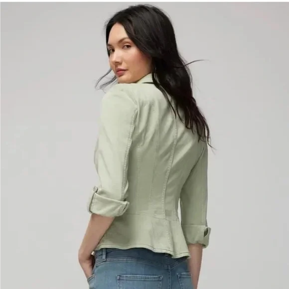 NWT $175 White House Black Market snap front blazarette jacket sea foam sz 6P - Picture 4 of 6